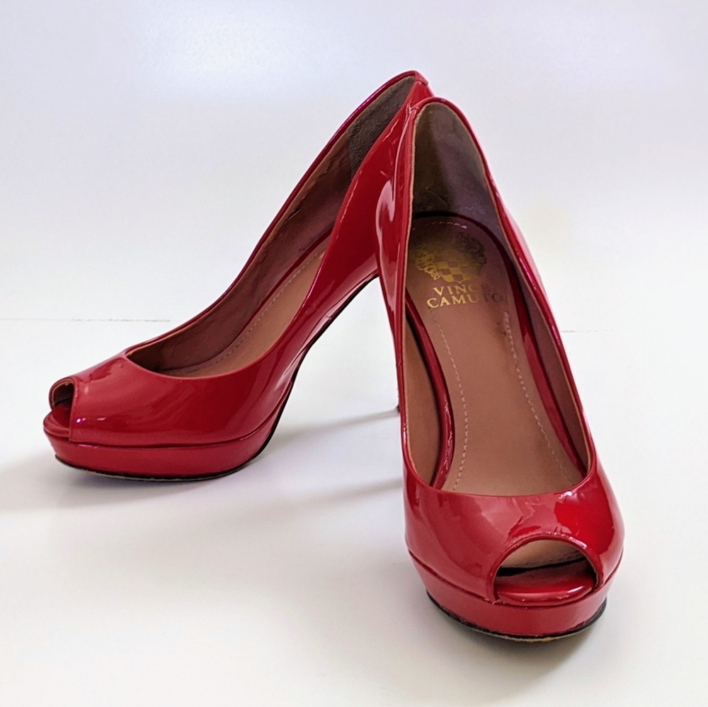 Vince Camuto Red Peep-toe Pumps